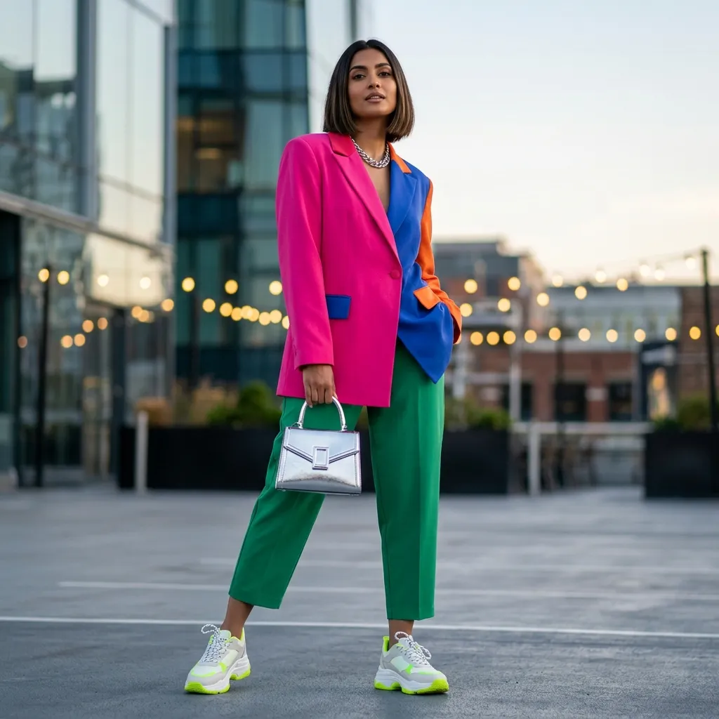 Riwa Fashion model in colour-block outfit — 47% CPA drop case study by PeakPilots