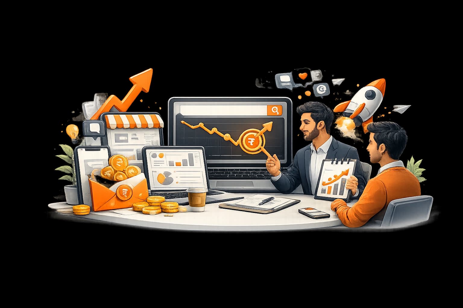 FREE ECOMMERCE CONSULTATION · NO PITCH · NO OBLIGATION — Peak Pilots service hero illustration