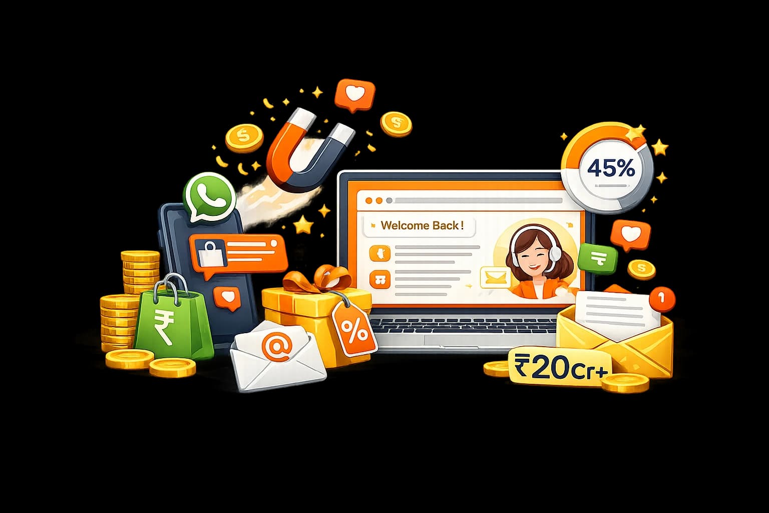 ECOMMERCE RETENTION AGENCY · KLAVIYO & OMNICHANNEL SPECIALISTS — Peak Pilots service hero illustration