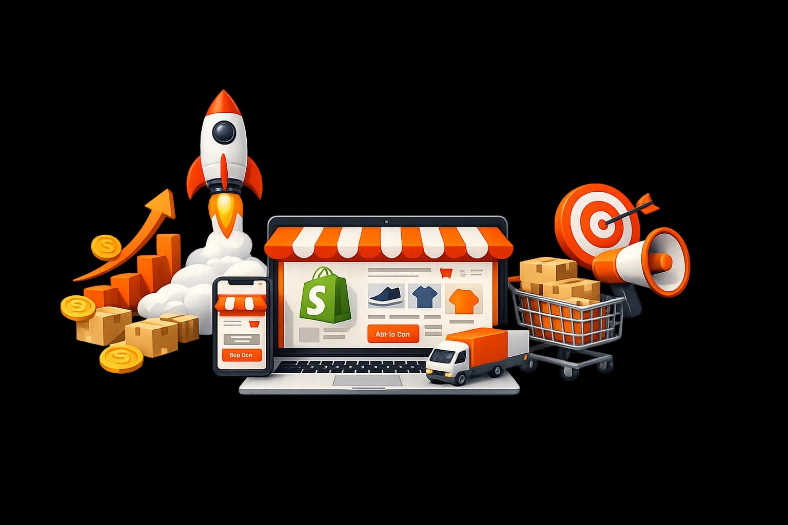 SHOPIFY GROWTH AGENCY · D2C SPECIALISTS — Peak Pilots service hero illustration